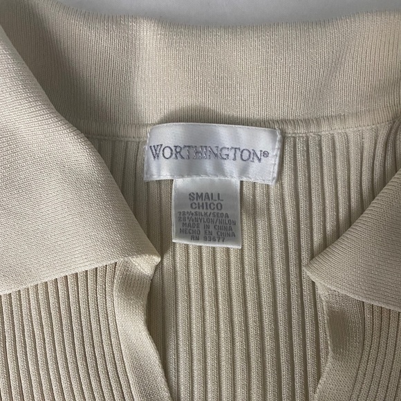 Worthington Cream Collared Silk Blend Sweater - Picture 6 of 8